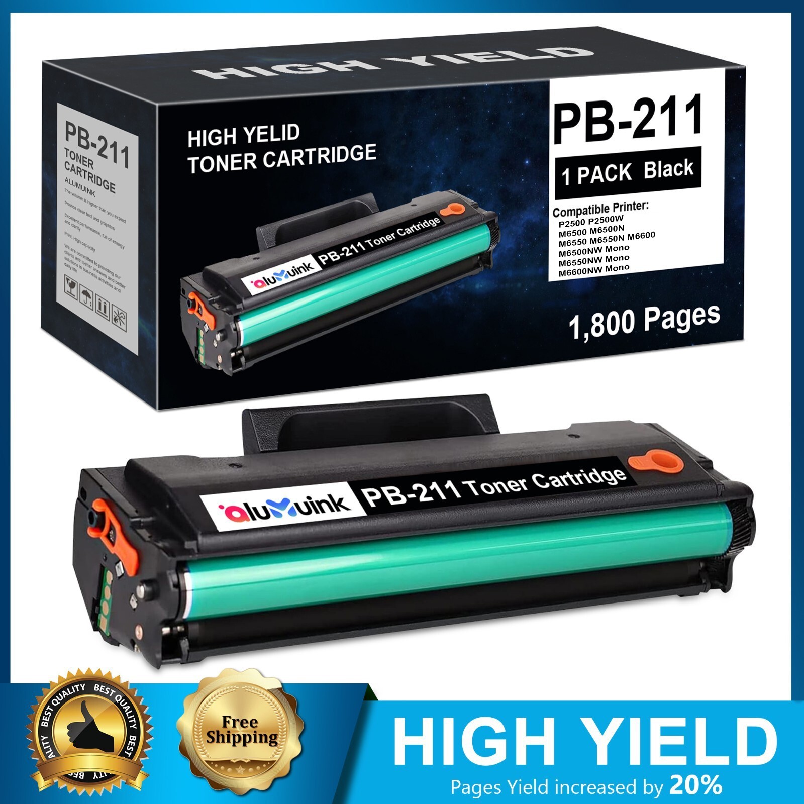 PB-211 Toner Cartridge Compatible for Pantum P2500 P2500W M6500NW M6550NW