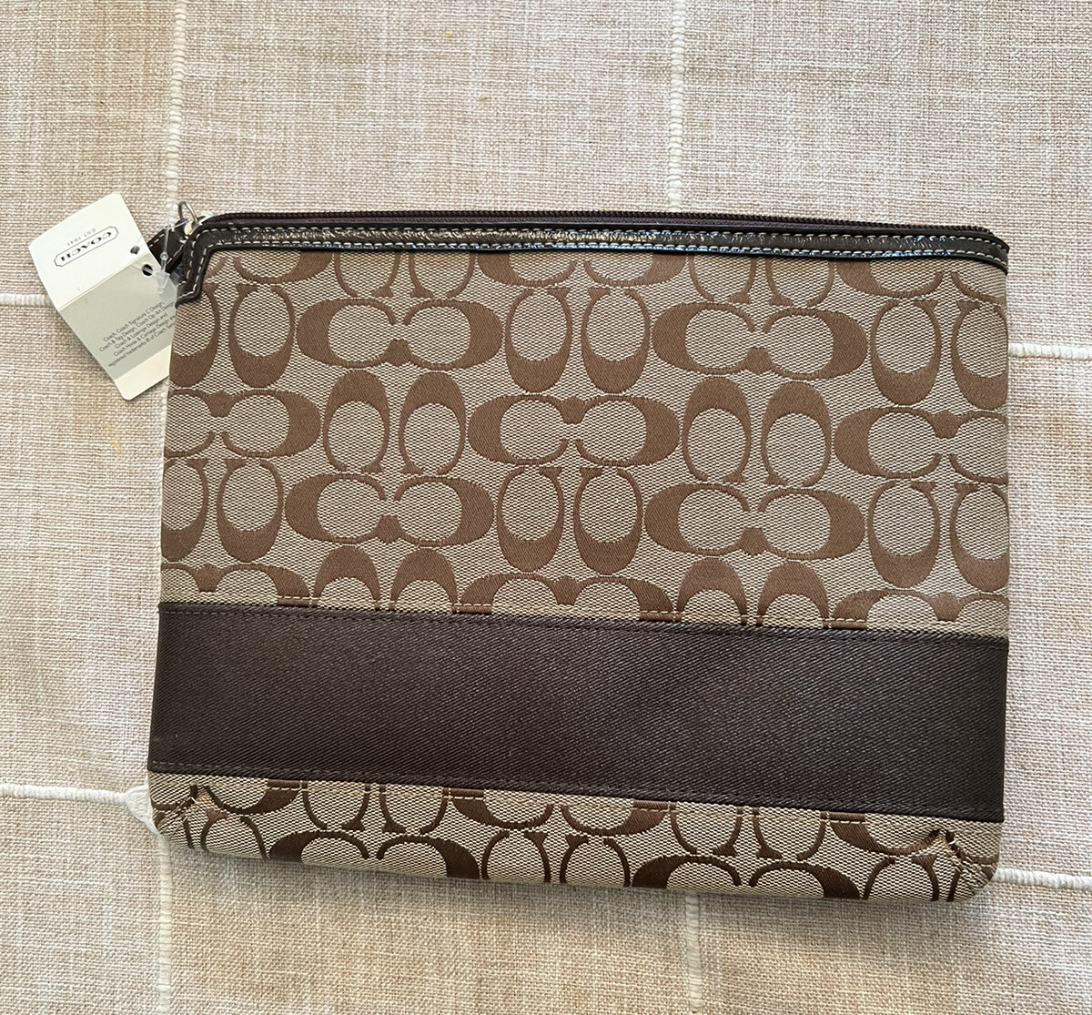 Coach Signature stripe tablet case/zipper pouch, New with tags 8x11