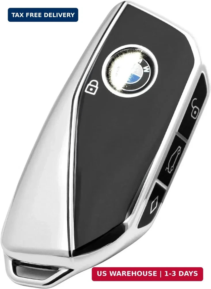 TPU Key Fob Cover Case For BMW 2023-2026 5 7 Series iX i7 XM X1 X5 X6 X7 Silver