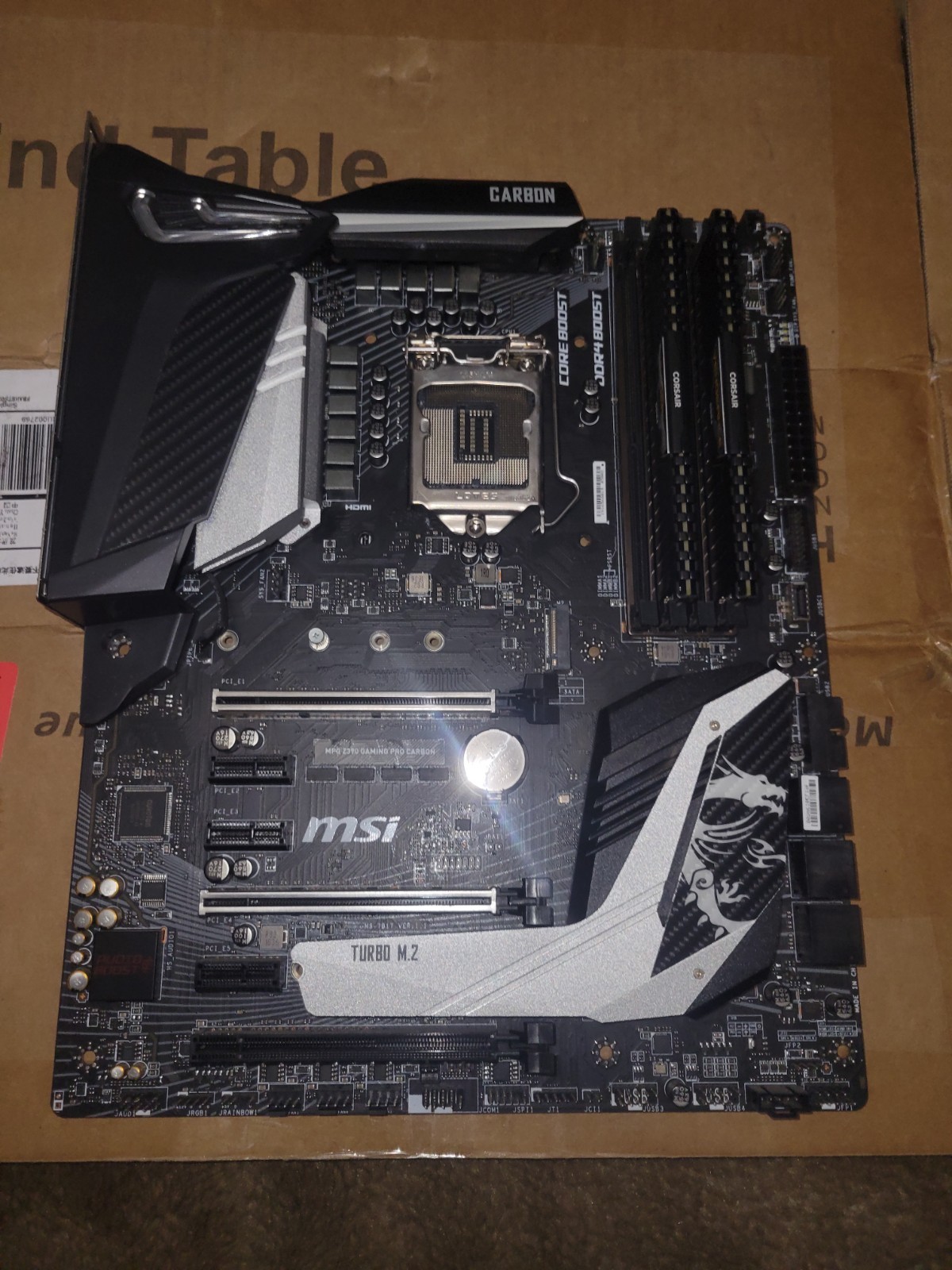 MSI MPG Z390 GAMING PRO CARBON with 16 GB DDR4 CMK 16GX4M2B3200C16 Used