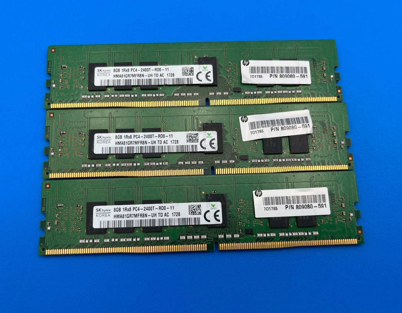 Lot of 3 - 8GB 1Rx8 DDR-4 2400T MHz ECC Reg Hynix HMA81GR7MFR8N-UH Tested