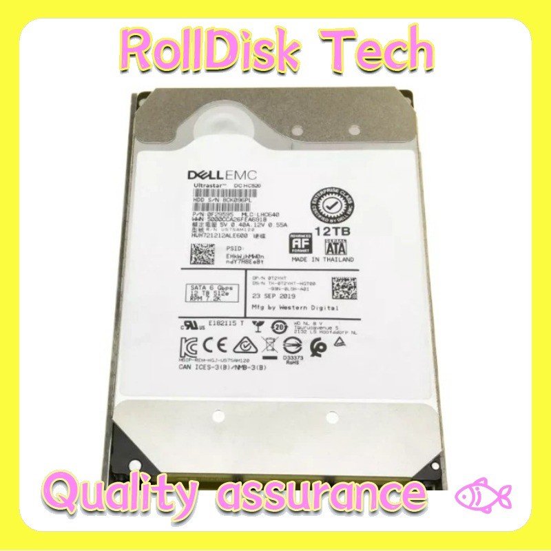 T2YHT 0T2YHT DELL 12TB 7.2K SATA 6Gb/s 512e 3.5'' HDD Hard Drive 14/15/16G KIT