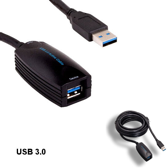10x Black 16ft Super Speed Active Repeater USB 3.0 Cable 5Gbps Extension Data