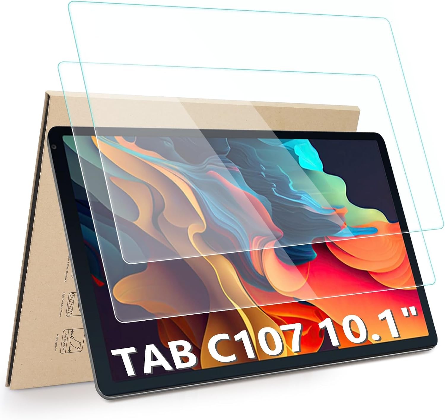 2 Pack Screen Protector for URAO C107 10.1" Tablet, Tempered Glass