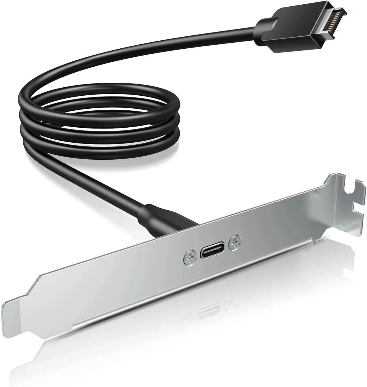 GRAUGEAR 20Gbps USB 3.2 Gen 2x2 USB-C Front Panel Type-C Adapter, Silver 