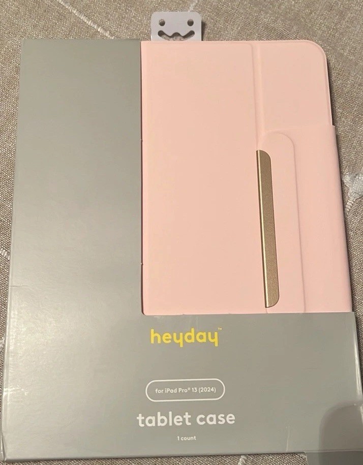 Heyday iPad Pro 13 in 2024 Hard Case Pink Iridescent Folio Stand Stylus NEW