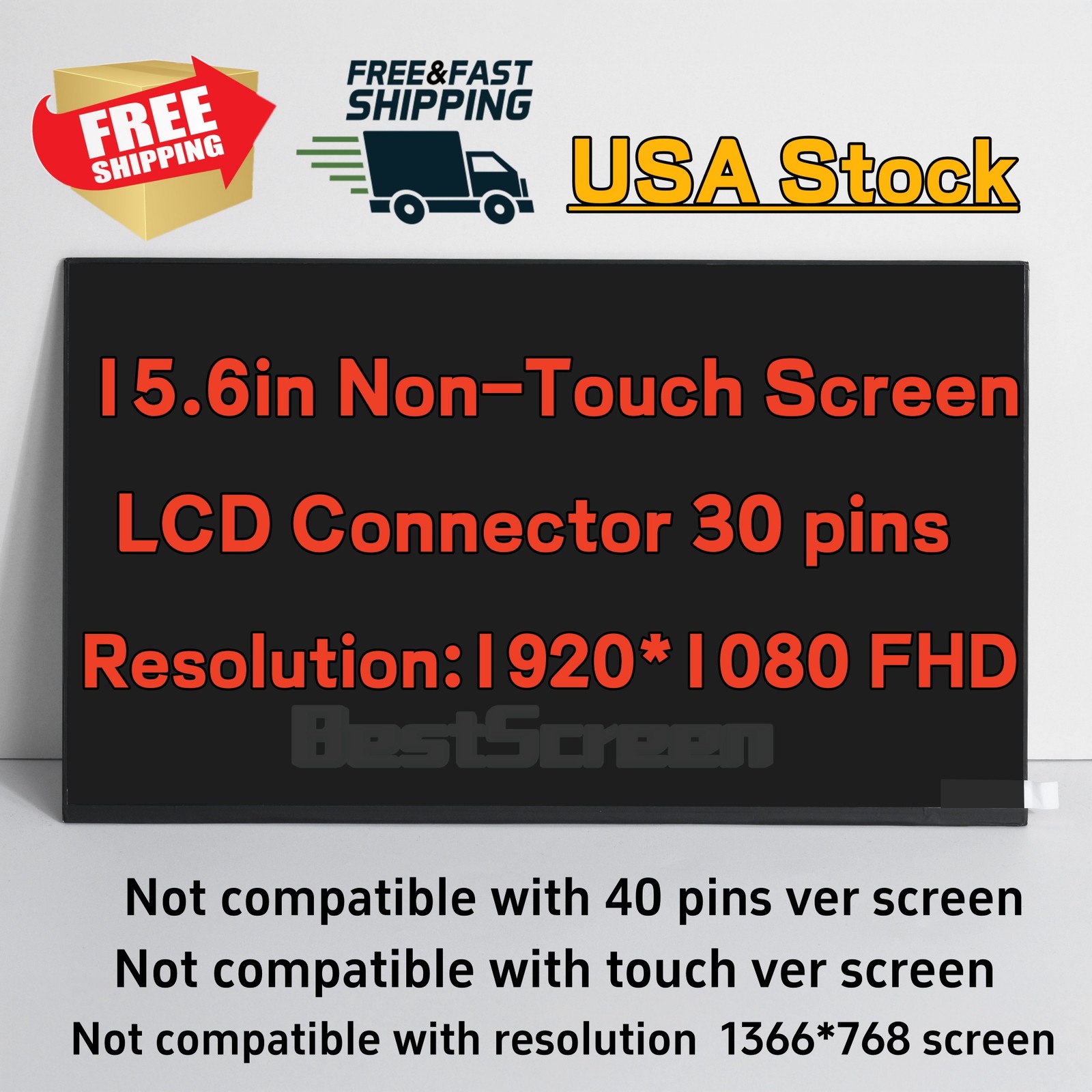 N156HCA-E5B fits N156HCA-E5A B156HAN02.5 NV156FHM-N4L N4H LCD 30pins New LCD
