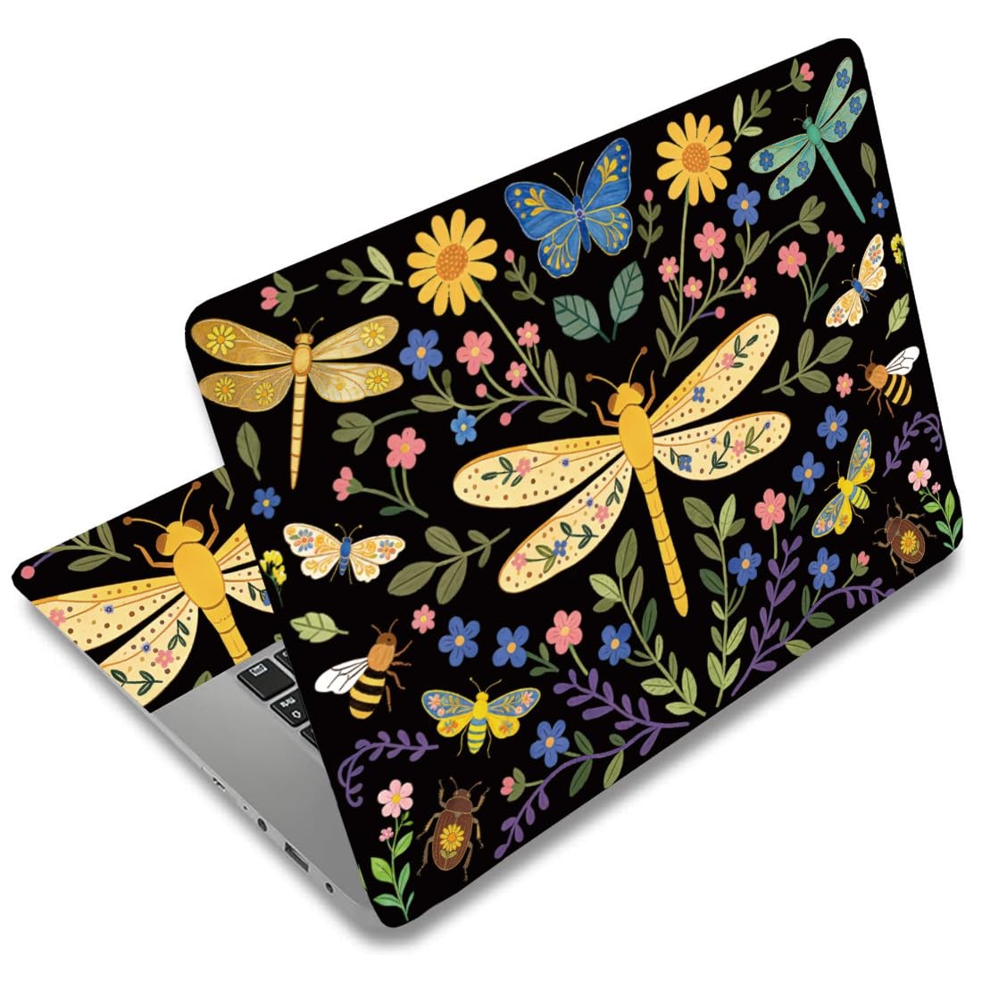 SUPERDANT Laptop Skin Sticker Dragonfly Flower Laptop Decals Personalized Uni...