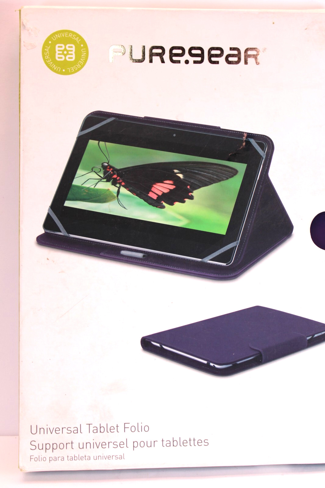 NIB Puregear Universal Tablet Folio 10” Purple Protects Props Supports