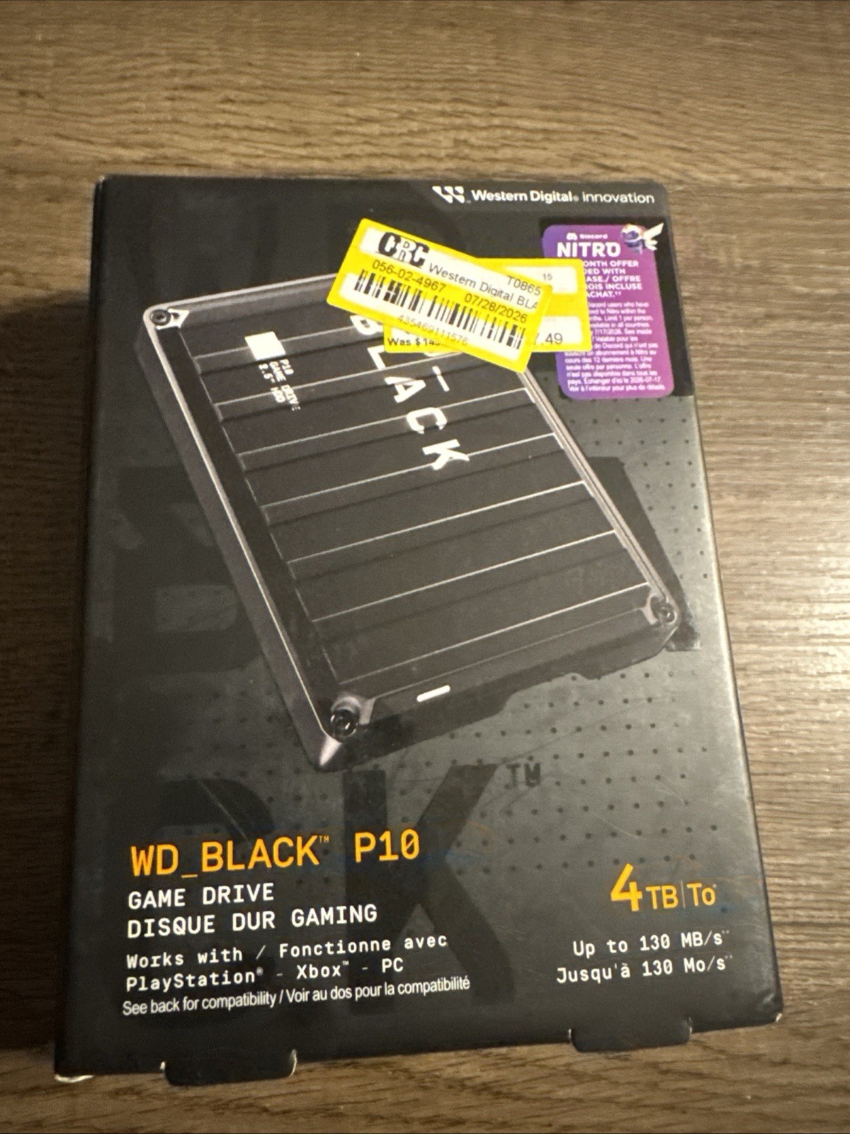 WD_BLACK P10 4TB Game Drive External Portable HDD USB 3.2 PS5 Xbox PC Mac