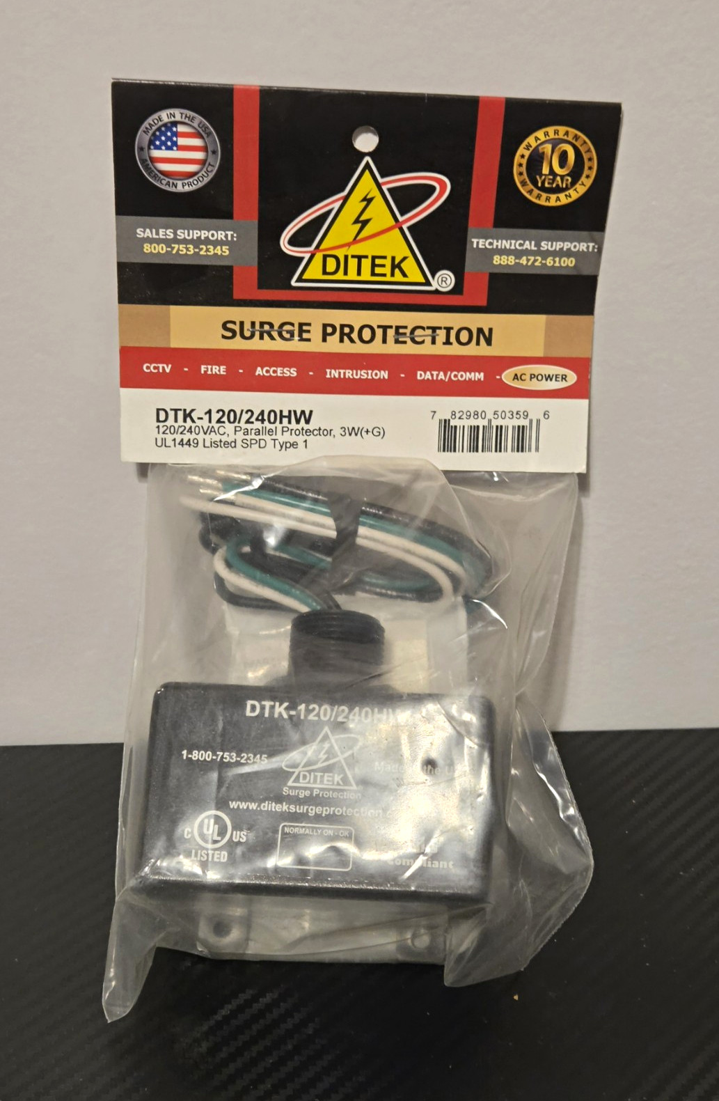 DITEK DTK-120/240HW Surge Protector 120/240V AC Power Surge Protection