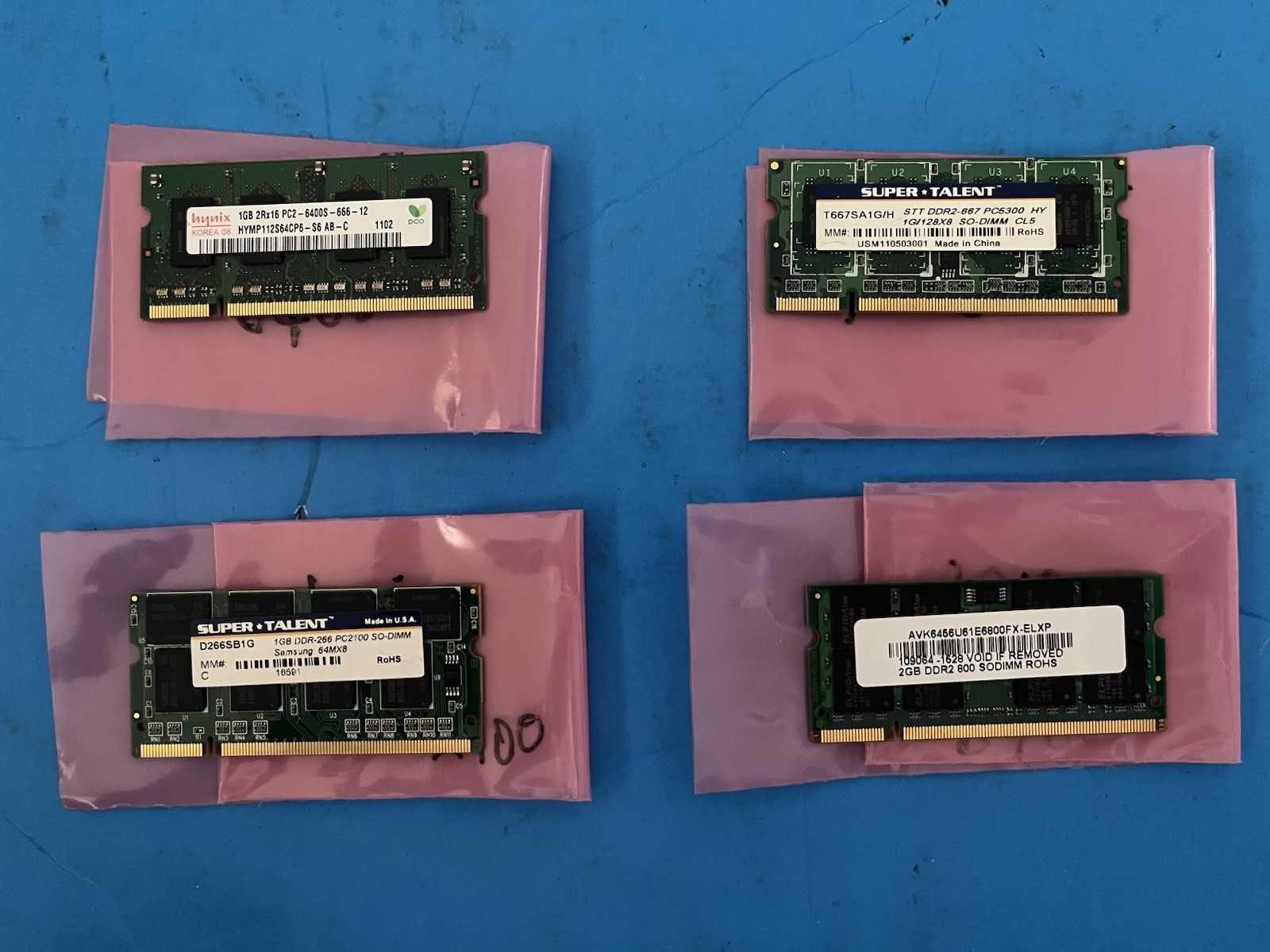 Lot of 4 Laptop RAM SO-DIMM Memory 1GB 2GB DDR DDR2 PC2100 PC2-6400S PC2-5300