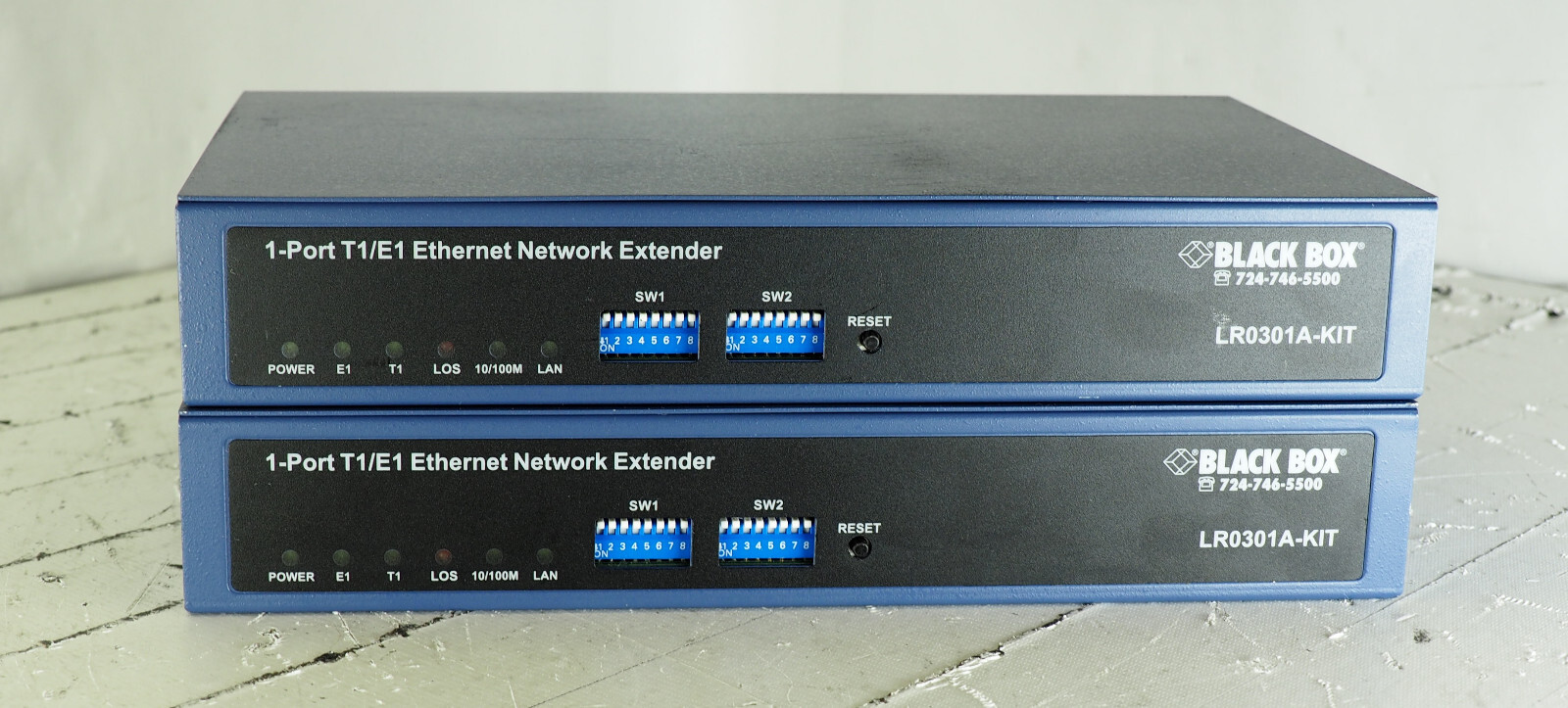Lot of 2 Black Box LR0301A-Kit  Managed T1/E1 Fast Ethernet Extender Kit