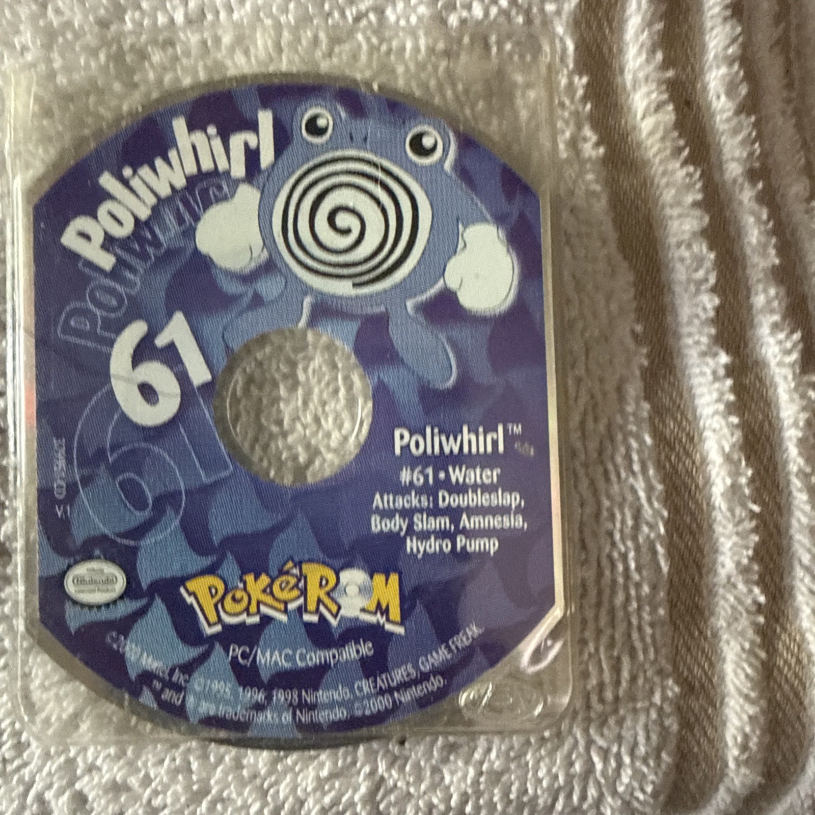 Pokemon Poliwhirl 61 Mini CD-ROM Nintendo Power PC MAC 2000 Vintage Disc