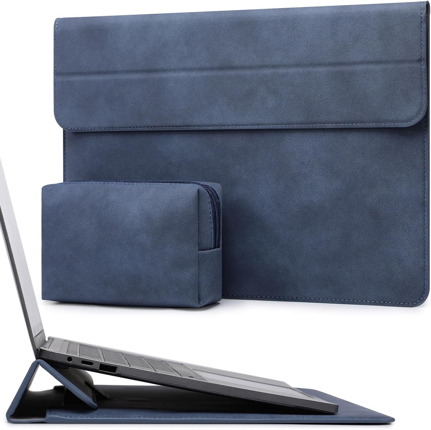 13.3-14 Inch Laptop Case Sleeve with Stand Feature in Navy Blue Color