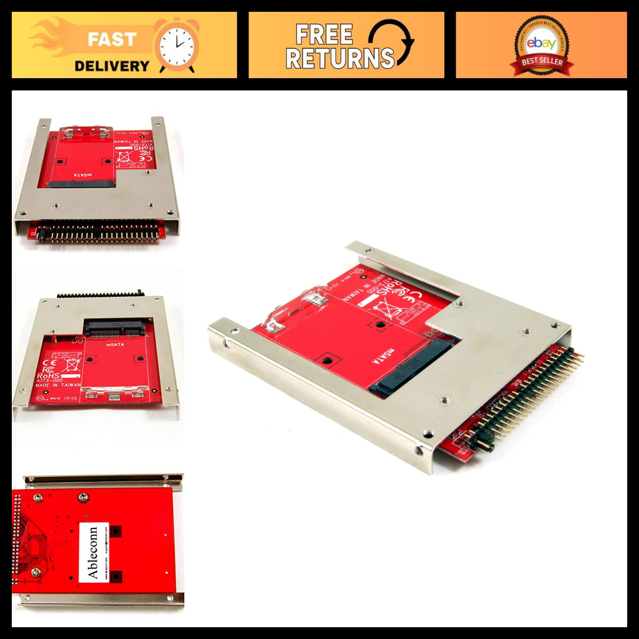 mSATA to 2.5" IDE Adapter Converter with Aluminum Bracket - Secure mSATA SSD 9.5