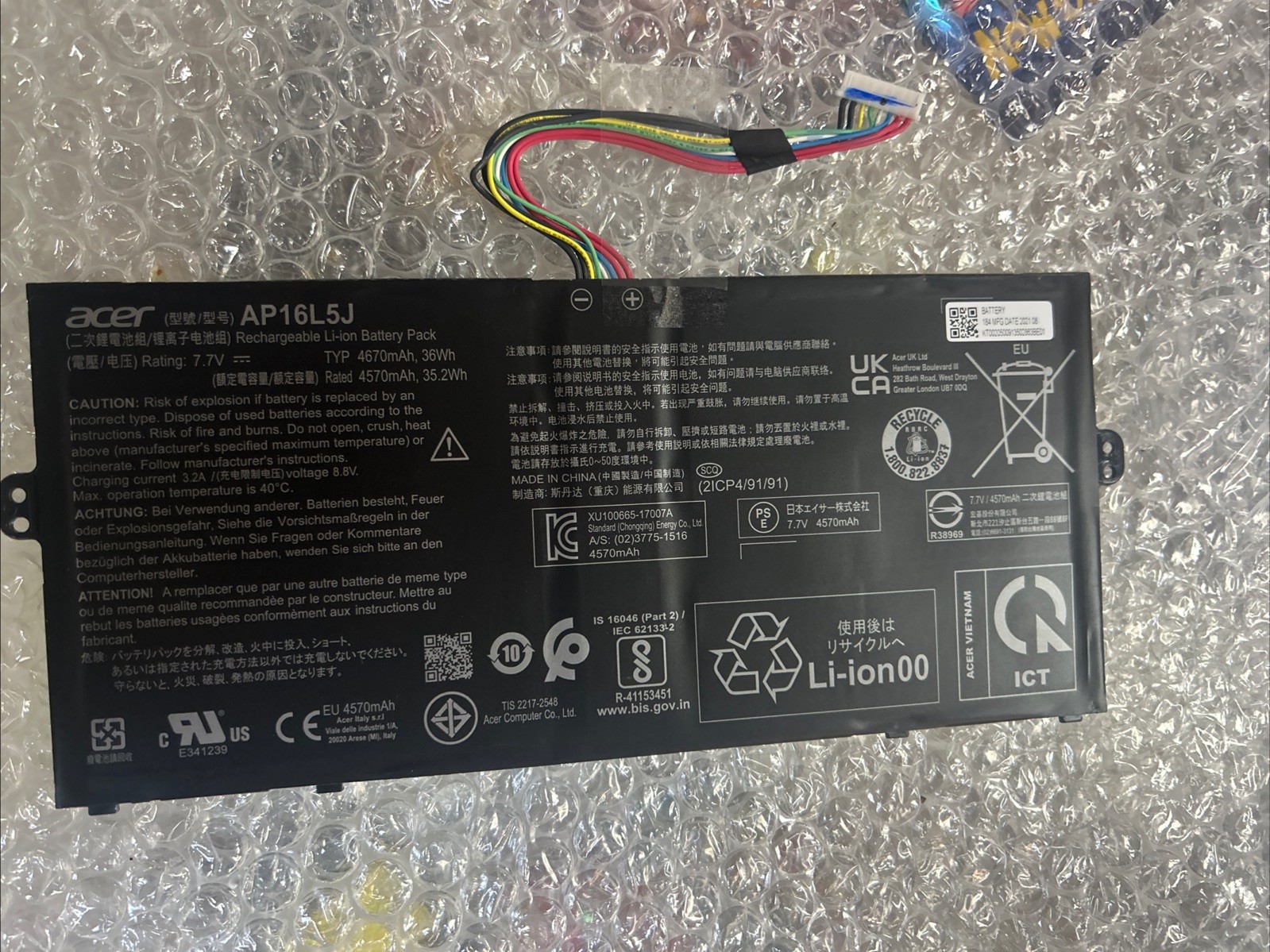 Genuine Acer KT.00205.002 Laptop Battery For Acer Swift SPIN Switch TravelMate