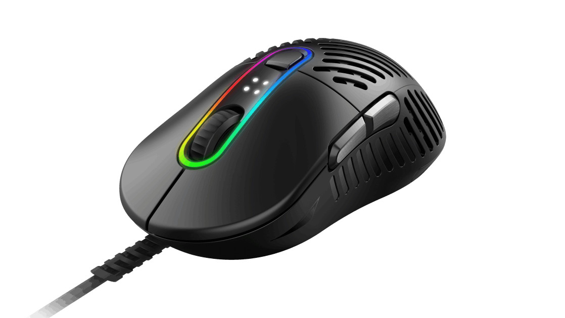 Mountain PC Gaming Mouse w/ Cable Makalu 67" Ergonomic RGB PixArt Sensor Black