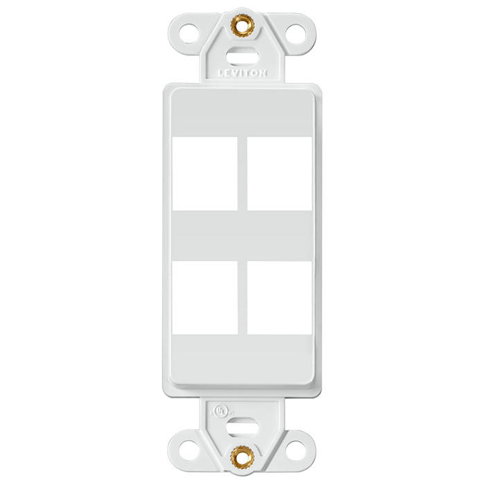 Leviton 41644-W Multimedia Insert 1-Gang 4-Port Decora Nylon QuickPort White