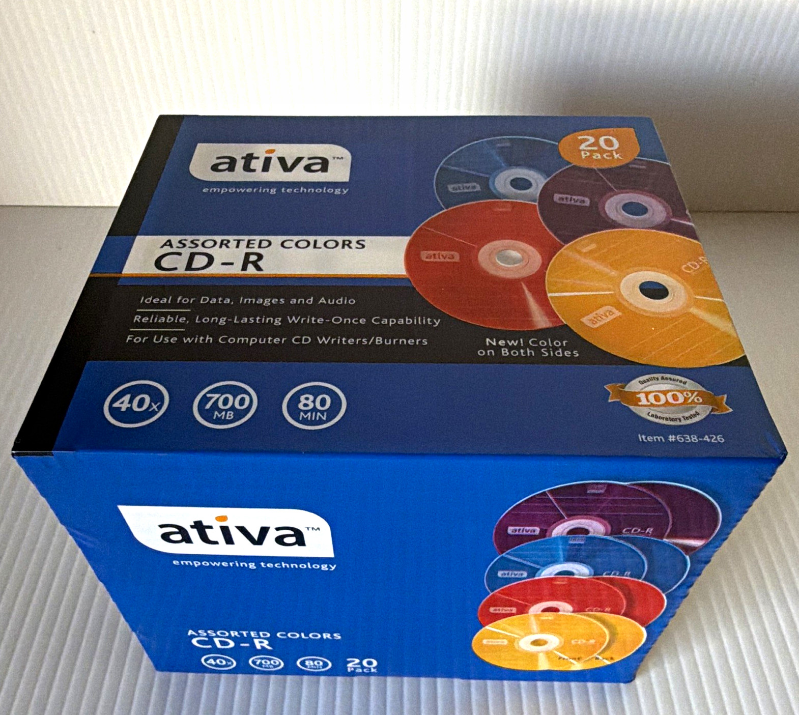 Ativa CD-R Recordable Discs 20-Pack 700MB 80 Min 40x Spindle 638-426 Sealed