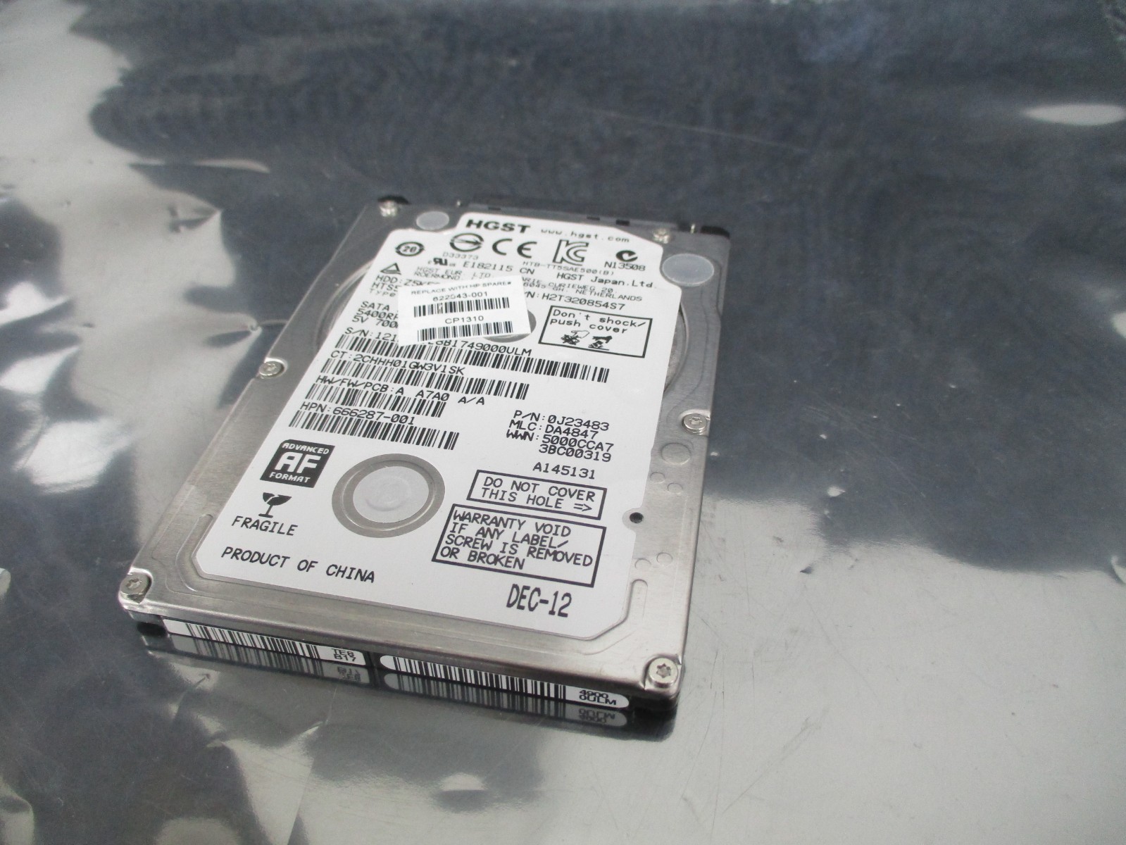 HP 622643-001 666287-001 320GB 5.4K RPM SATA 2.5" Hard Drive