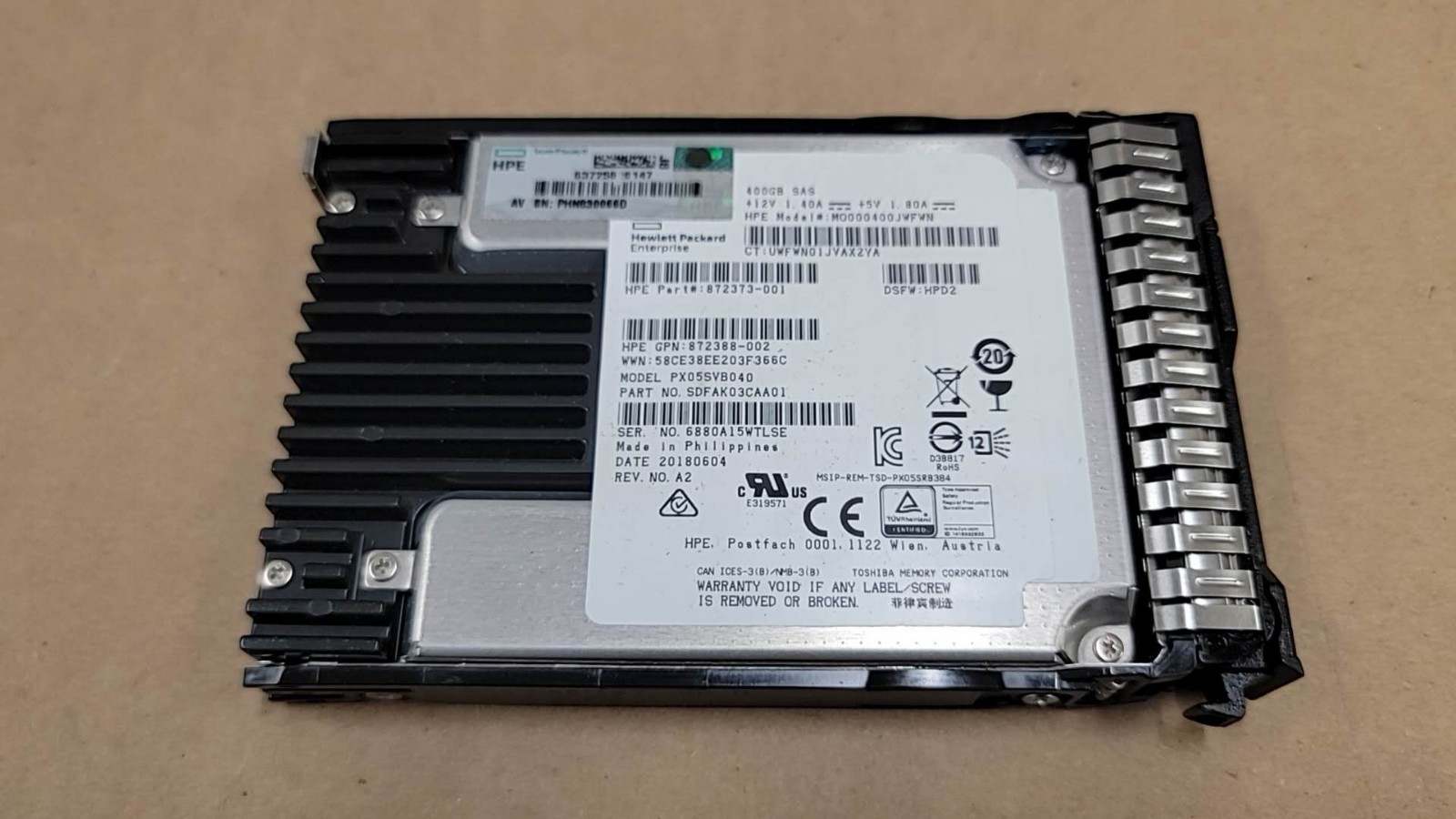 HP 400GB SSD SAS 2.5" 12gb server Hard Drive 872373-001 872388-002 W/Tray 872505