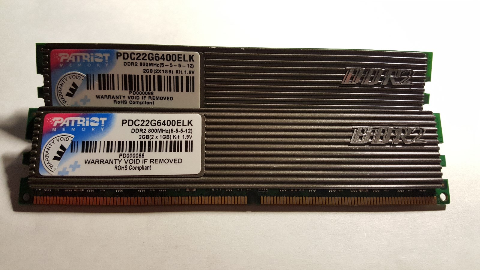 Patriot Extreme Performance 2GB Kit(2X1GB) PC2-6400 DDR2-800MHz CL5-5-5-12 DIMM