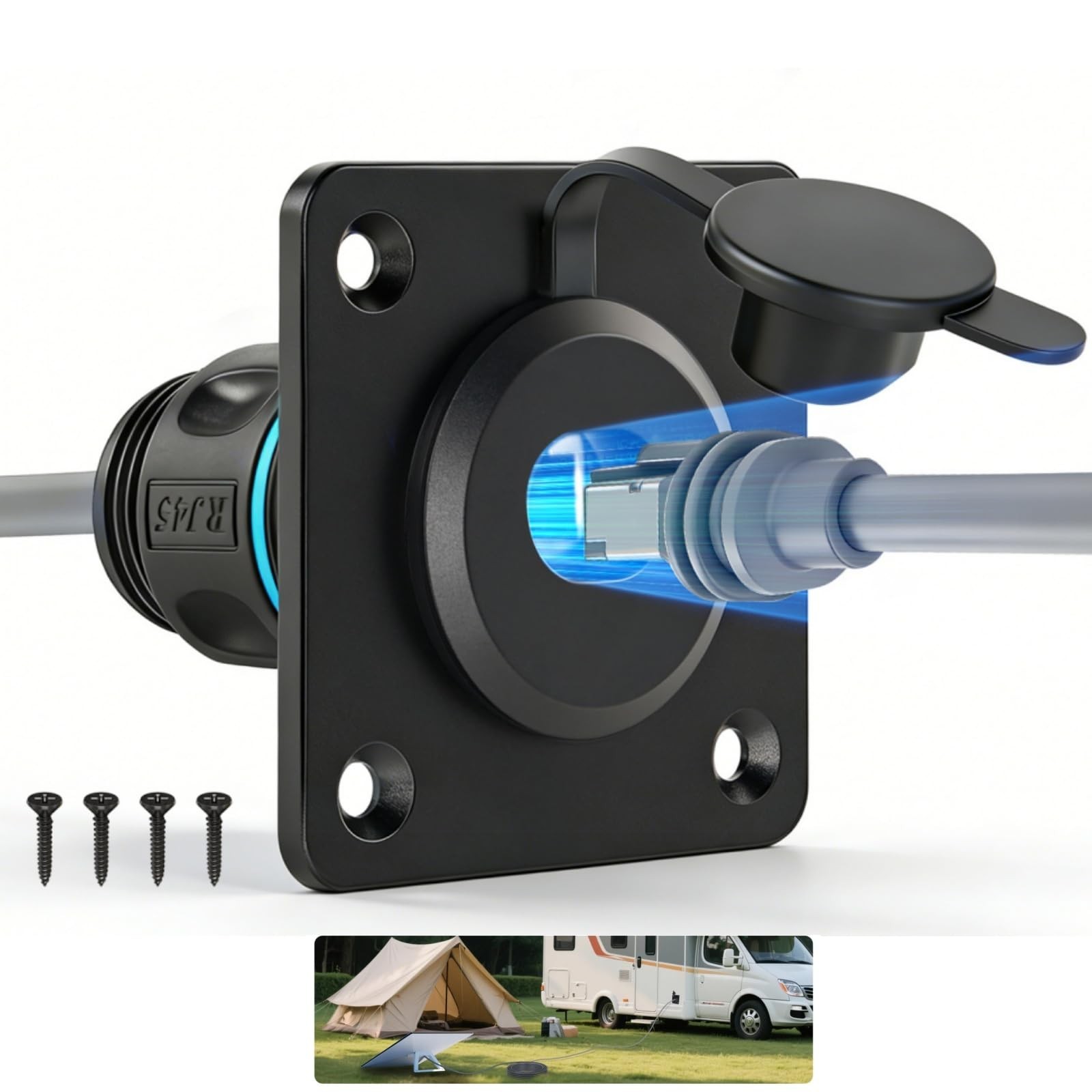 Aluminum Pass Through Wall Socket for Starlink Gen3, RJ45 CAT6 Ethernet Female t