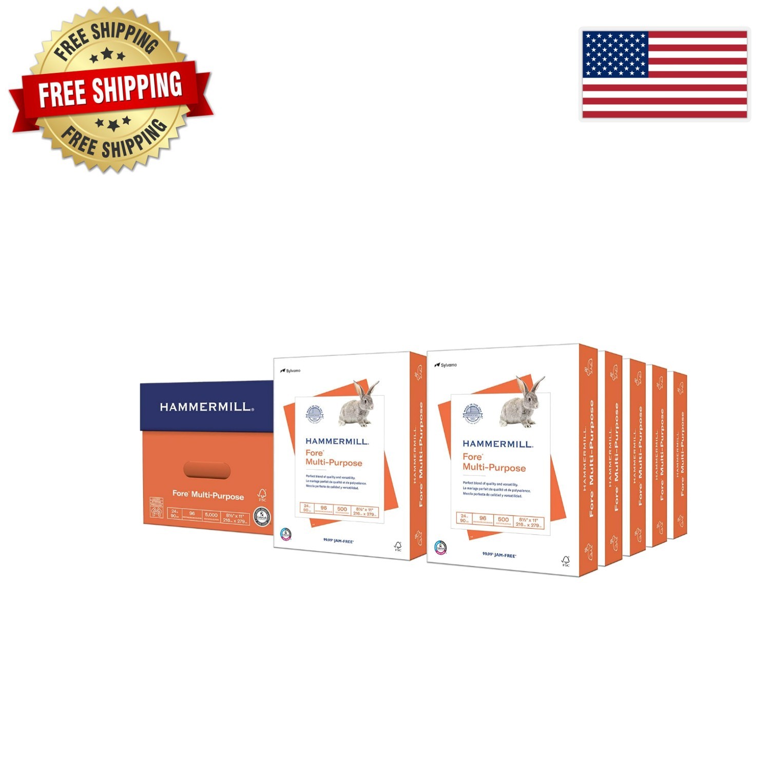 High-Quality 24 lb Copy Paper, 8.5 x 11 - 5,000 Sheets with ColorLok Technology