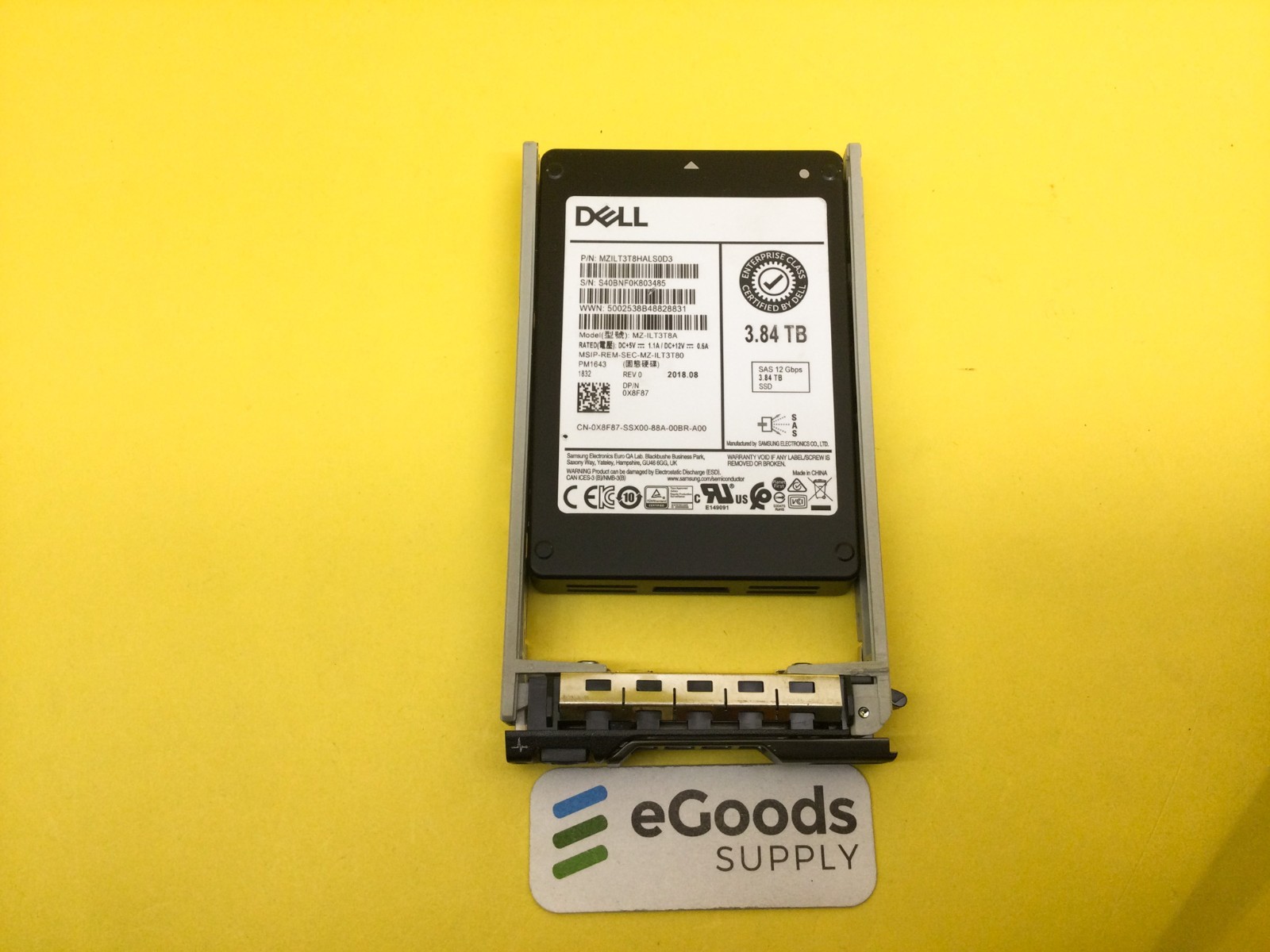 X8F87 DELL EMC 3.84TB 12Gbps SAS 2.5IN HOT-PLUG SSD 0X8F87 MZ-ILT3T8A health 70%