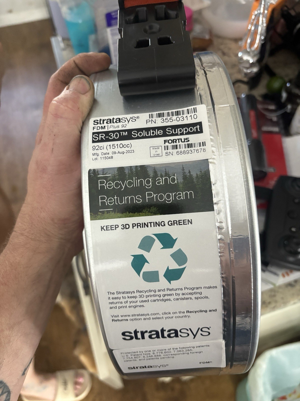 Stratasys 355-03110 - NEW SR-30 Soluble Release Support Canister, Fortus Plus