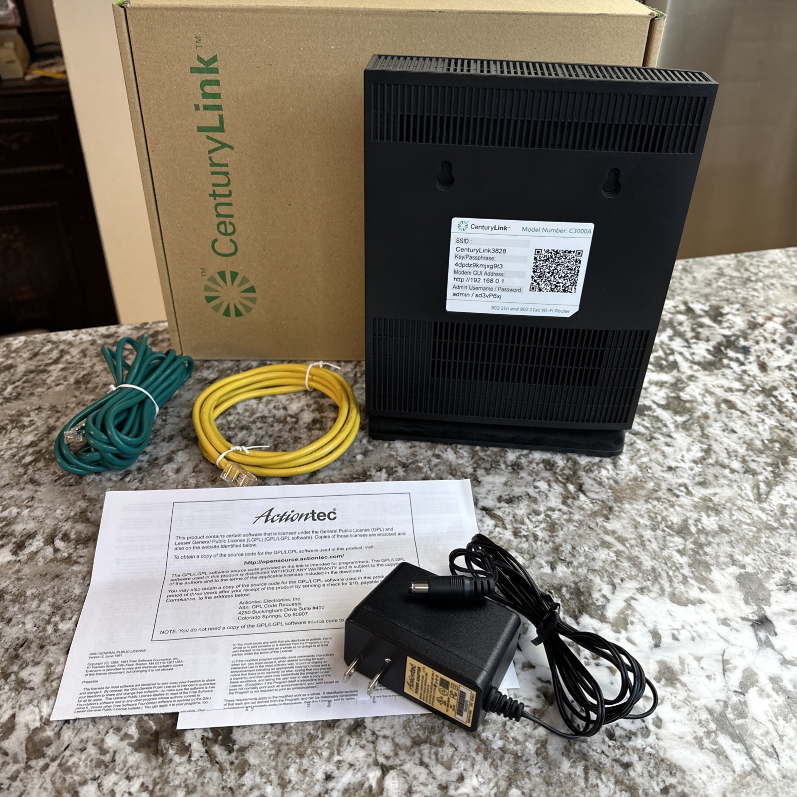 CenturyLink Actiontec C3000A Dual Band Wireless Modem Router VDSL2 Gigabit WiFi