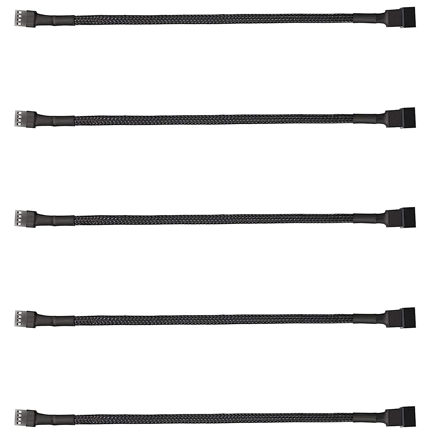 ThreeBulls 5 Pack 4-Pin PWM Fan Splitter Cable, Sleeved Braided Adapter Black