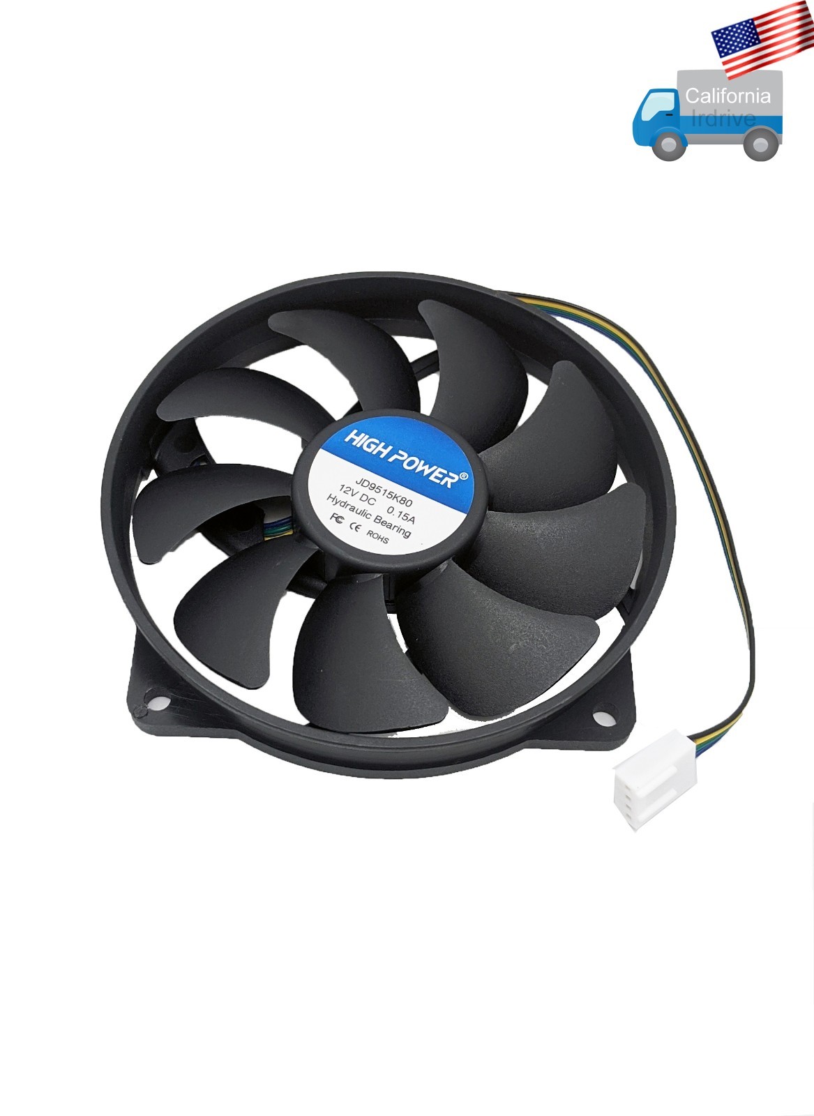 Low-Profile 95mm x 15mm Replacement 4-pin PWM CPU Cooler Fan on 80mm Frame