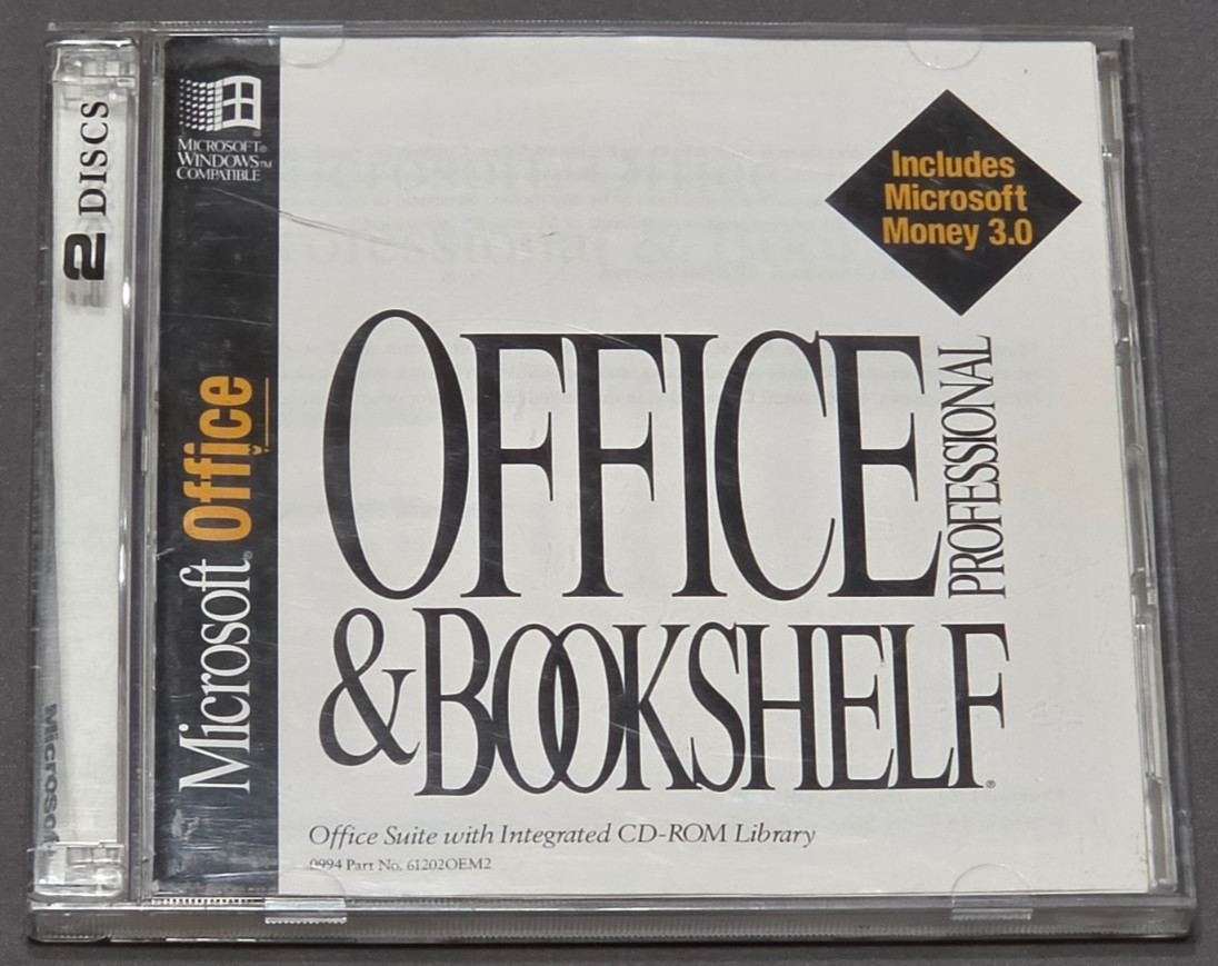 Microsoft Office Professional & Bookshelf - (1994 Microsoft) - Used PC 2-CD-ROM
