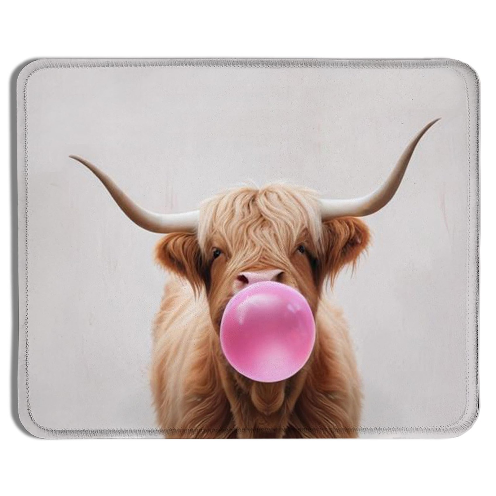 Funny Highland Cow Western Animals Pad, Pink Bubble Highland Cow Print Pads f...