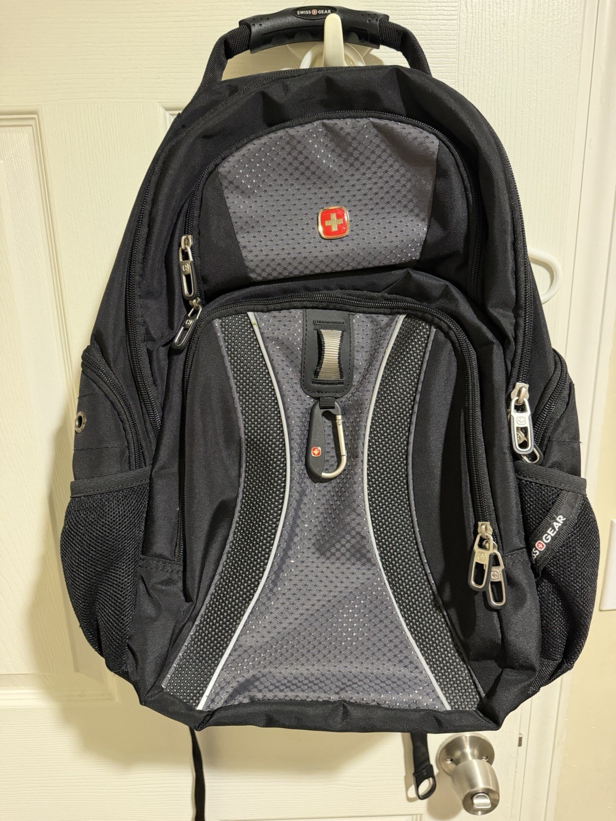 SwissGear Padded Nylon Laptop Backpack for 15 in Laptop, Black/Gray Solid