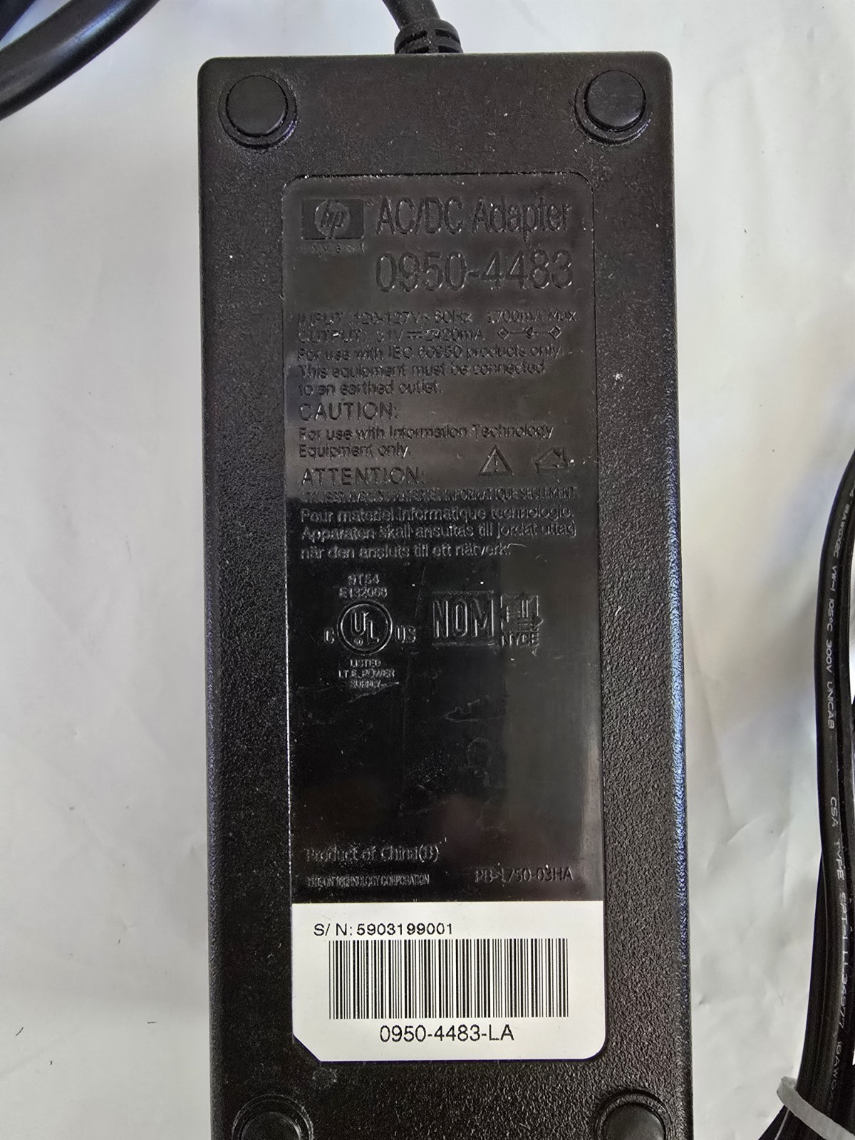 Genuine HP AC/DC Adapter 0950-4483 Printer Power Supply Cord 