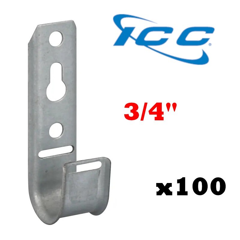 ICC 100 Pack 3/4" J-Hook Wall Ceiling Mount Route Network Cable Wires ICCMSJHK22