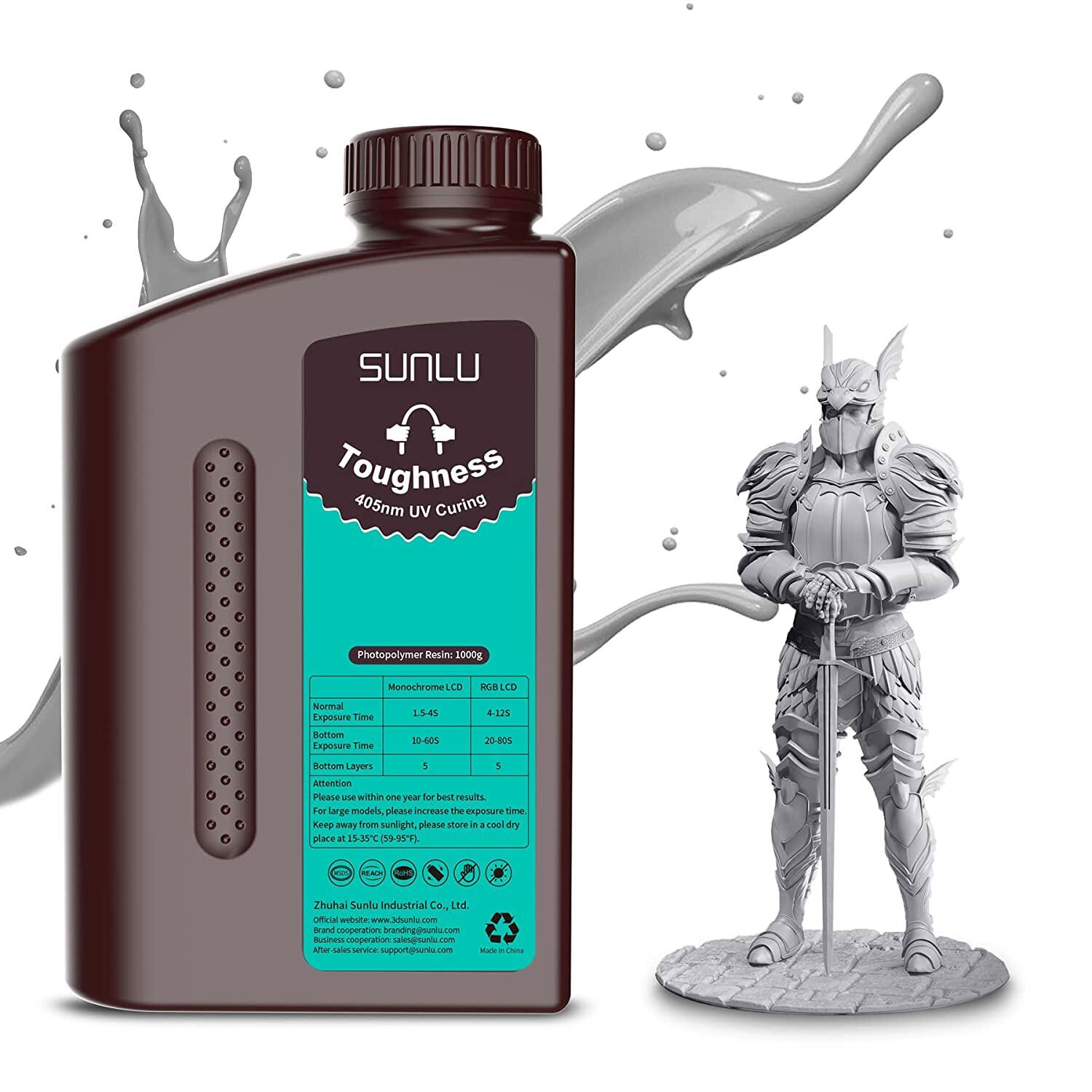 SUNLU 1KG High Toughness Flexible 3D Resin,3D Printer Resin 1KG,405nm UV Curing