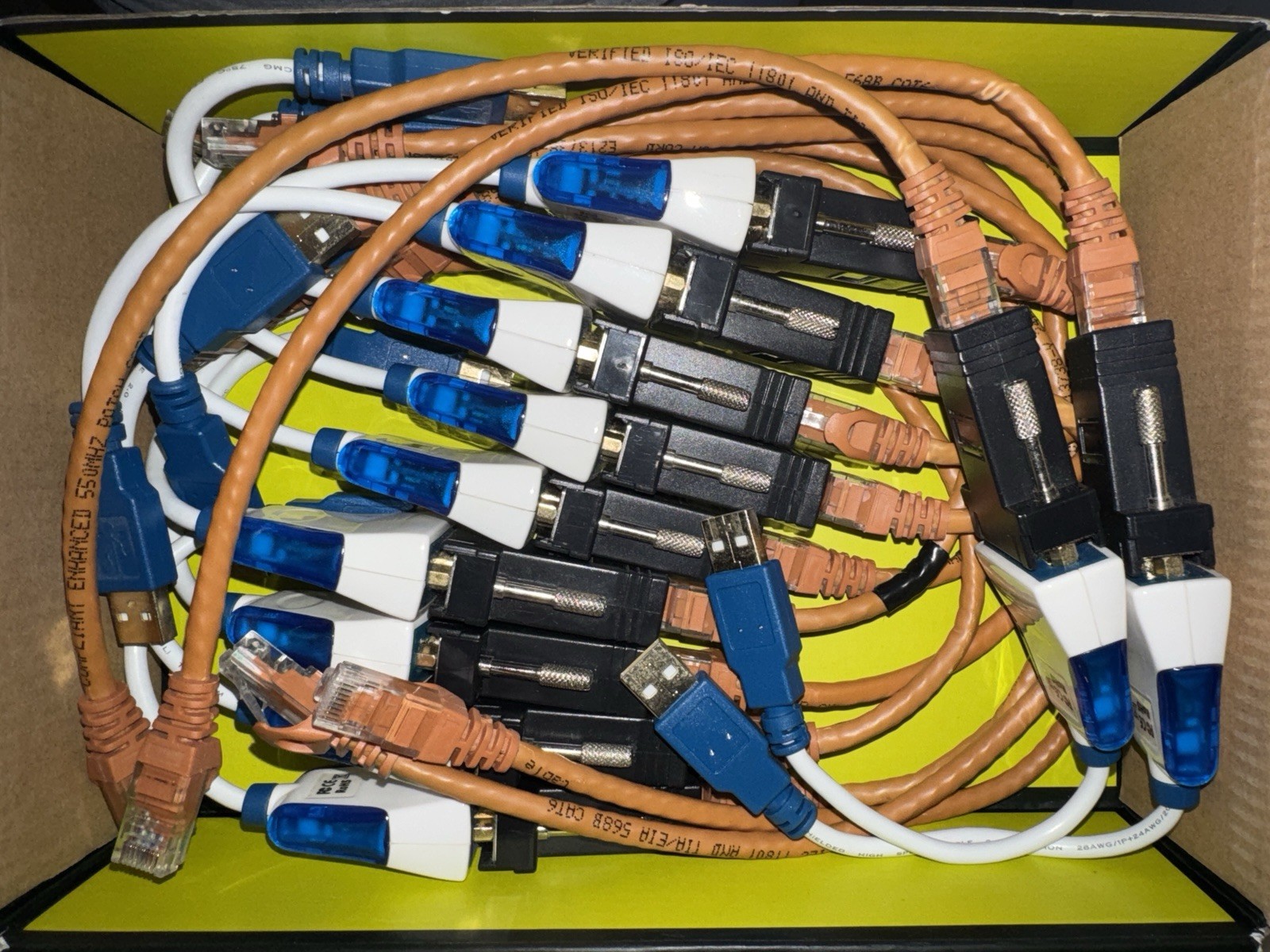 USED SET of 11 (eleven) StarTech RJ-45-serial-USB-A adapters (Philips MIB)-READ