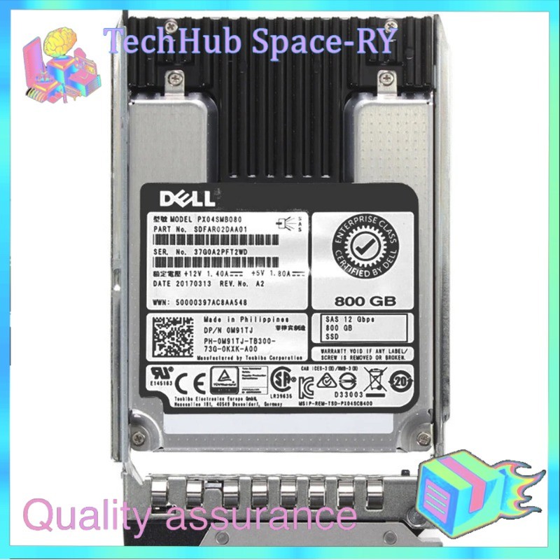M91TJ 0M91TJ PX04SMB080 Dell 800GB 12Gbps SAS WI MLC 2.5'' SSD 14/15/16G KIT New