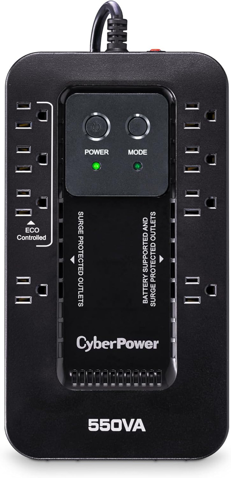 Cyberpower EC550G Ecologic UPS Battery Backup and Surge Protector, 550VA/330W, 8