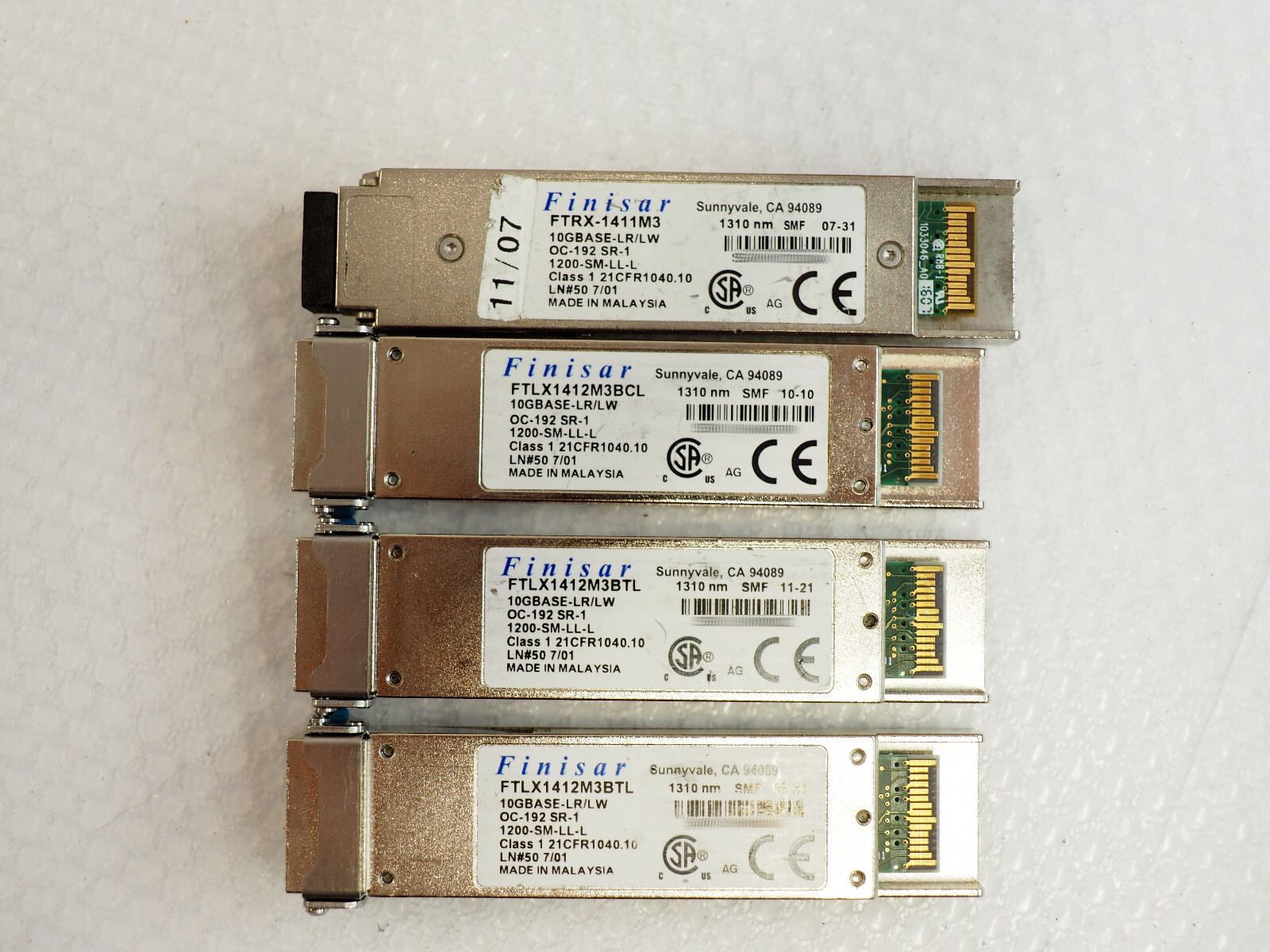 Mixed lot of 4 x FINISAR 10Base-LR/LW OC-192 SR-1  1310nm 1200-SM-LL-L Modules