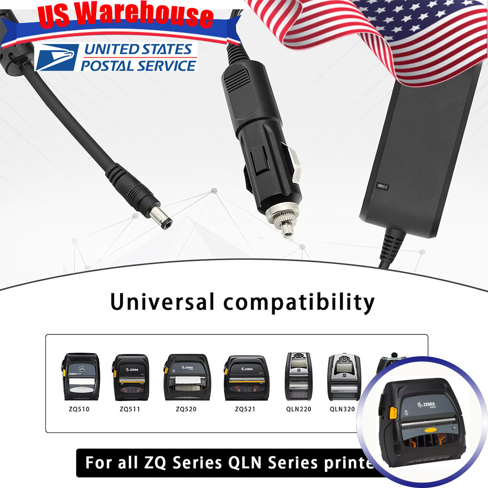 Car Charger for Zebra ZQ610 ZQ610 Plus QLN220 QLN320 QLN420 DC Vehicle Adapter