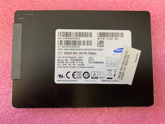Samsung 256GB SSD 2.5" SATA III MZ7PD256HAFV HP 717354-001 MZ-7PD2560