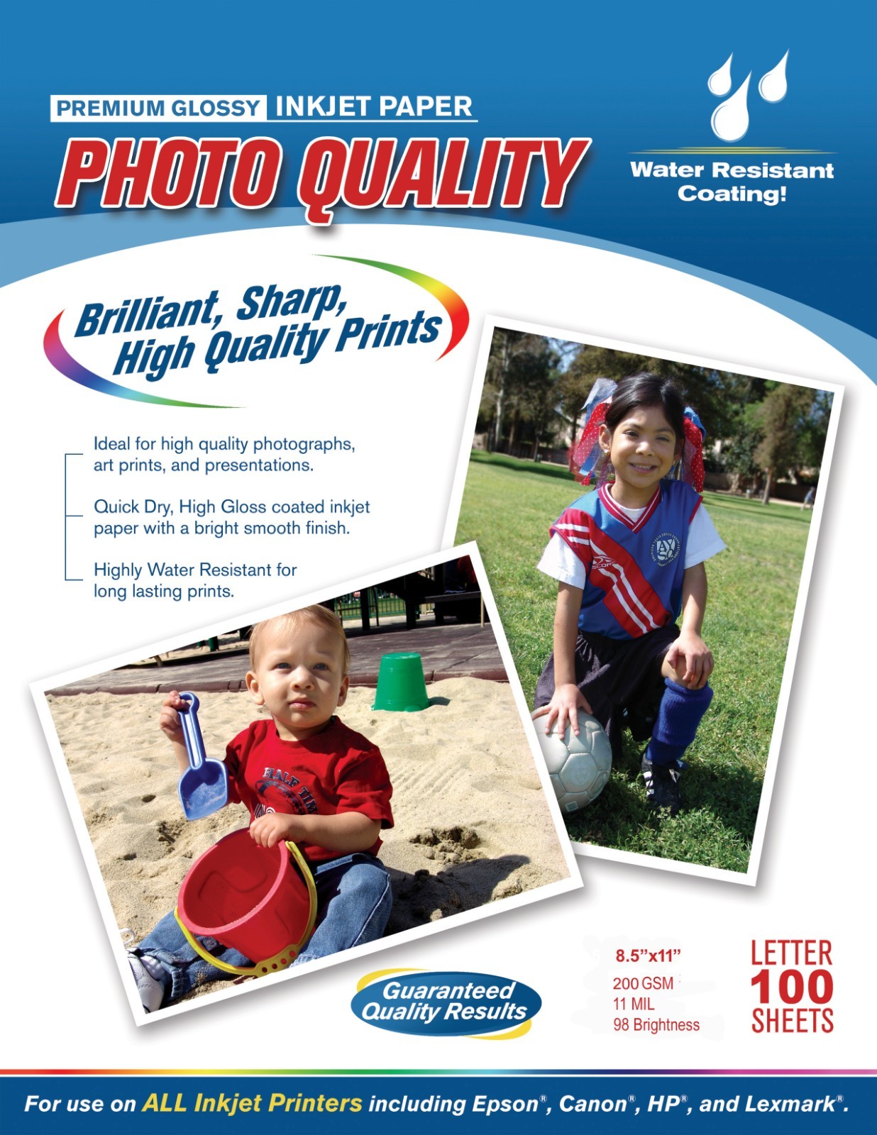 Vivid Colors 8.5x11 Premium Glossy Photo Paper for inkjet printers-100 Sheets