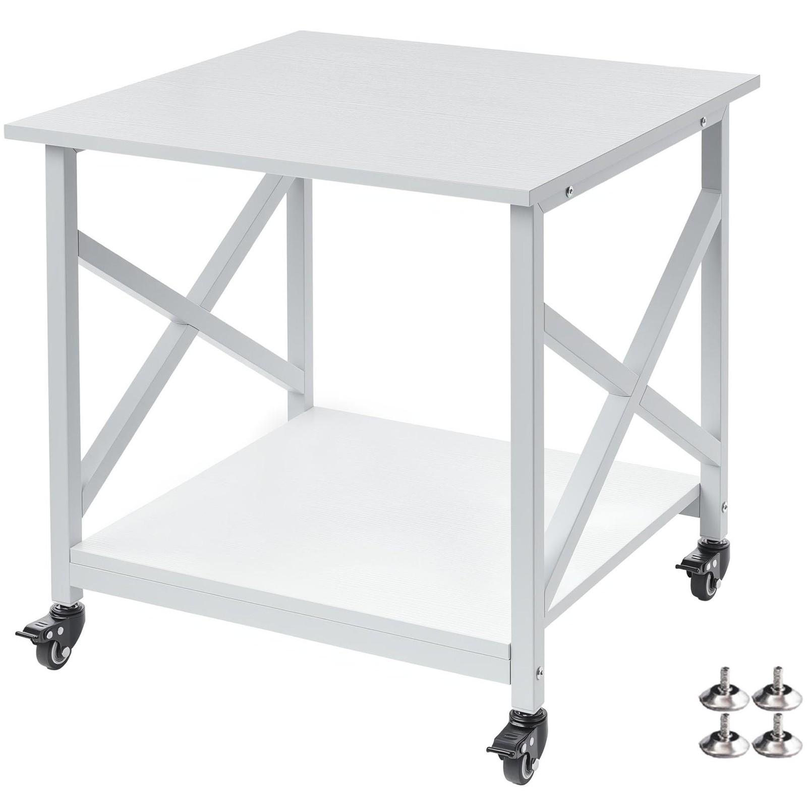 Fannova 23.6 x 23.6 Inches Large Printer Stand, 2 Tier Square Printer Table w...