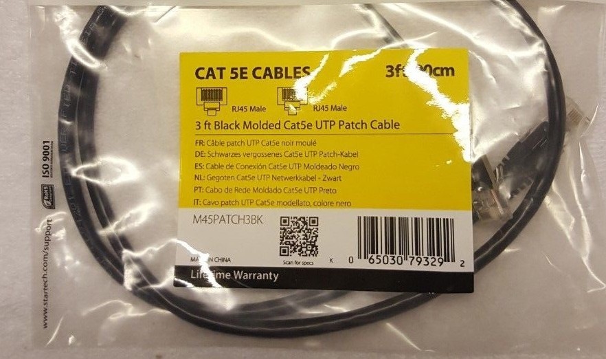 3' ft foot Black Cat5e Ethernet RJ45 Network UTP Patch Cable 3ft Cord 