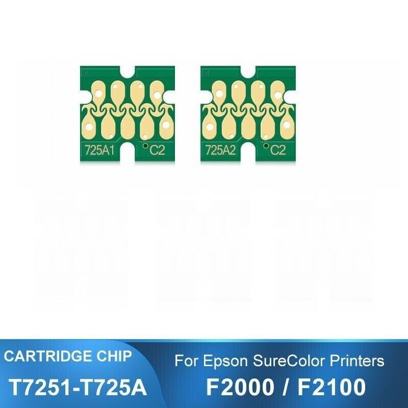 (2pc White Color) New T7251 Ink Cartridge Chip for Epson SureColor F2000 F2100